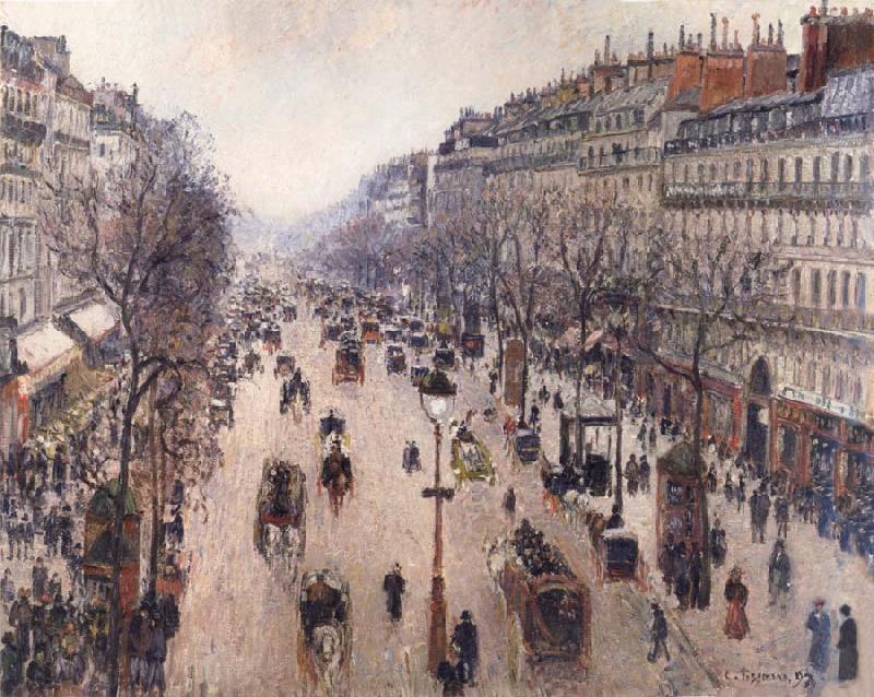 Camille Pissarro Boulevard Montmartre,morning cloudy weather China oil painting art